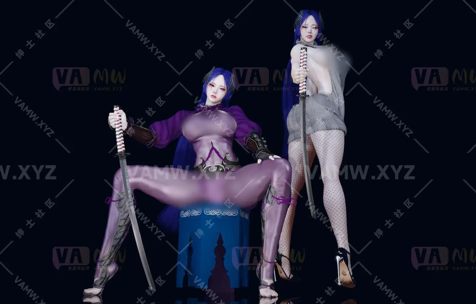 图片[3]-拿武士刀双预设 VAMTK.源赖光.1 - VAM资源-VAM资源